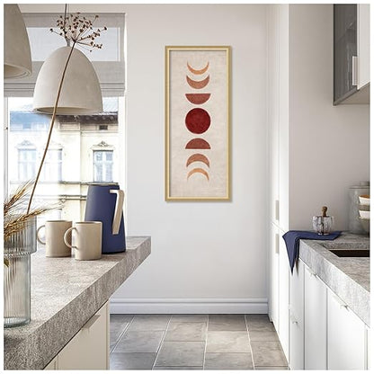 Amanti Art Framed Fabric Pinboard 18 x 42, Bej Moon Phases by Emel Tunaboylu Printed Casual Bulletin Board for Use as a Vision Board or Wall Organization, Florence Gold Frame