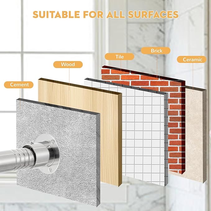 1.3 Inch Diameter Closet Rods for Hanging Clothes 17-64 Inch Adjustable, Metal Heavy Duty Closet Pole, Silver Closet Bar for Hanging Clothes, Suitable for Closet, Wardrobes, Bathroom, Windows