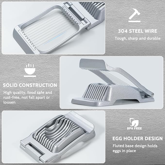 Heavy Duty Stainless Steel Wire Egg Slicer for Hard Boiled Eggs & Strawberry Other Soft Food