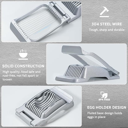 Heavy Duty Stainless Steel Wire Egg Slicer for Hard Boiled Eggs & Strawberry Other Soft Food