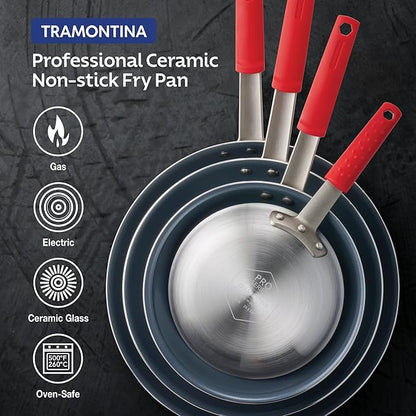Tramontina Professional 10-Inch Ceramic Non Stick Frying Pan, Heavy-Gauge Aluminum Skillet with Ceramic Nonstick Coating, Dishwasher and Oven Safe, Gray