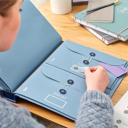 Savor | The Folio™ Document Organizer 2025 Edition | Premium Life Binder Acid-Free Custom Dyed Cloth-Bound Accordion Organizer w/ 10 Expandable Pockets | File Folders for Home Organization (Slate)