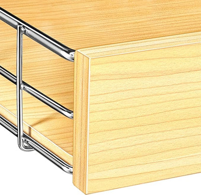 LYNK PROFESSIONAL® SELECT™ Slide Out Cabinet Organizer Pull Out Drawer, 14" x 21" Pull Out Cabinet Organizer – Pull Out Shelves for Kitchen Cabinets – Roll Out - Lifetime Ltd. Warranty, Wood Chrome