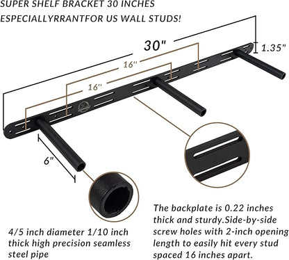Wood Floating Shelves 36 inch Long Set of 2,8 inch deep Solid Wood Wall Mounted Shelves for Living Room Kitchen,Book Shelf for Wall with Hidden Bracket- Black