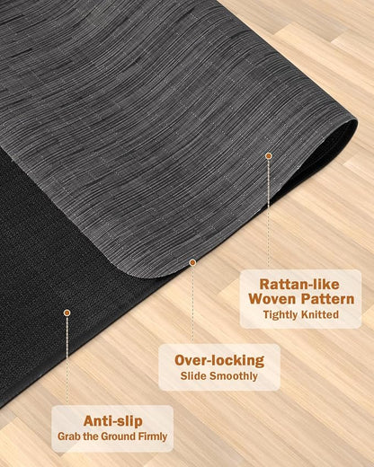 Blvornl Office Chair Mat for Hardwood Floor, 47.2"*60" Desk Computer Chair Mat for Hard Wood, Large Anti-Slip Hard Floor Protector for Rolling Chair, PVC Desk Rug for Office Black