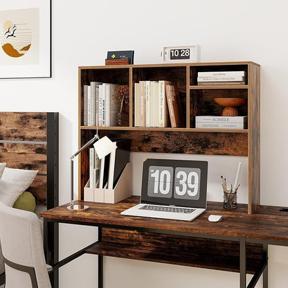 Tangkula Desktop Bookshelf, Countertop Storage Hutch with 4 Shelves for Computer Desk, Desk 2-Tier Display Rack, Multipurpose Wood Desktop Hutch Storage Organizer for Dorm Office Home