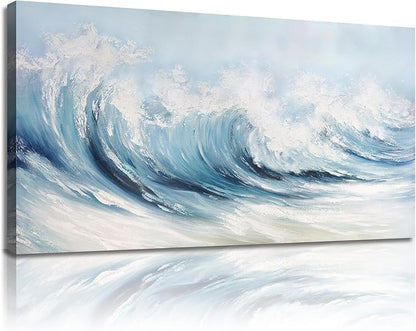 Belmrxne Coastal Wall Art Blue Wall Decor Aesthetic Artwork Funny Canvas Painting for Living Room Bedroom Dining Room Bathroom Kitchen Office 12x24 Inches