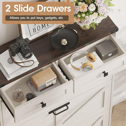 Shoe Cabinet with 3 Flip Drawers & 2 Drawers,Freestanding Shoe Storage Cabinet for Entryway,Farmhouse Narrow Slim Organizer Rack for Foyer,Hallway,White