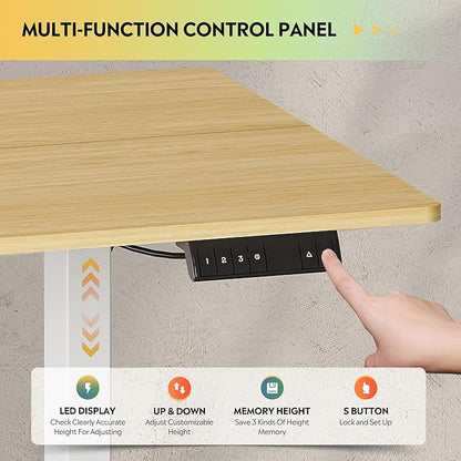 DEVAISE 71 * 28 Inches Electric Standing Desk, Dual Motors for Quite Adjustment，3 Memory Preset Adjustable Stand up Desk, Computer Desk Sit to Stand Desk for Home Office, Maple