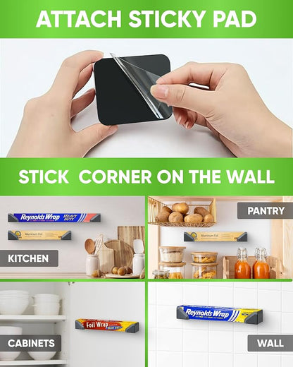 Skywin Set of 2 Adhesive Foil and Plastic Wrap Organizer, Fits Box Width up to 2.4in/61mm Aluminum Foil Organization and Storage Holder (Black)