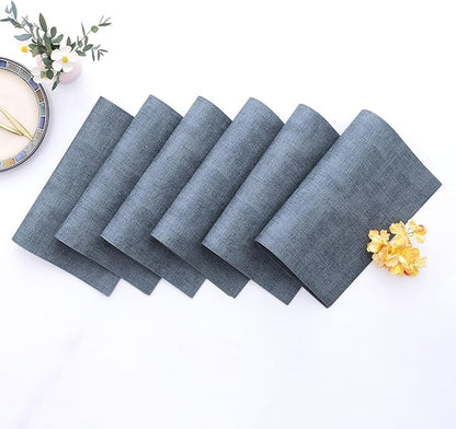 Homaxy Faux Leather Heat Resistant Placemats for Dining Table Set of 6, Waterproof Wipeable Washable PU Table Mats, Easy to Clean Anti-Slip Place Mats, 11.8" x 17", Blue