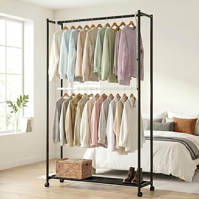 OPKING Hanging Closet Rod Extenders Adjustable Width & Height Space-Saving, 1Pack White