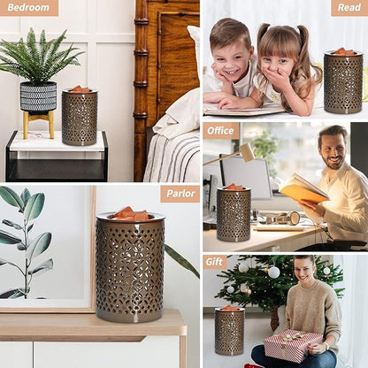 ASAWASA Ceramic Wax Melt Warmer with Timer and Silicone Dish,Candle Wax Warmer for Scented Wax & Essential Oils,Ideal Gift for Home Office Kitchen Long Dark Brown