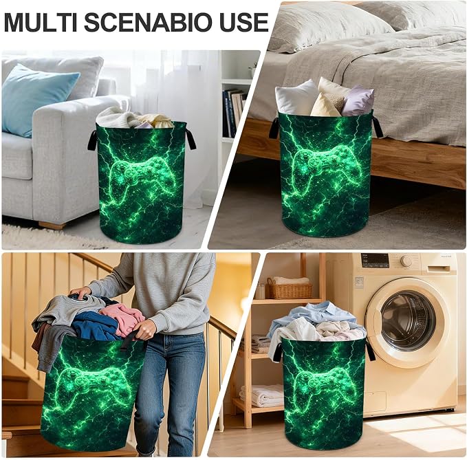 Game Laundry Basket Waterproof Laundry Hamper Foldable Laundry Bag with Handles for Bedroom, Bathroom, Office, Clothes Storage