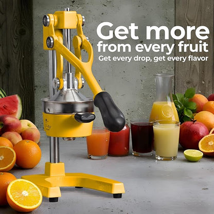 Zulay Kitchen Cast Iron Juicer - Heavy Duty Manual Juicer with Detachable Strainers for Easy Cleaning, Orange Juice Press for Citrus Fruits, Perfect for Bartenders, Juice Lovers & Health Enthusiasts
