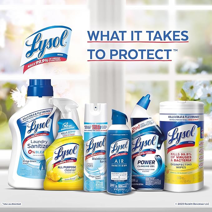 Lysol Power Clean Multi-Surface Cleaner, 2x Concentrated Pour, Sparkling Lemon & Sunflower Essence scent, 28 Fl Oz (Packaging May Vary), Pack of 9