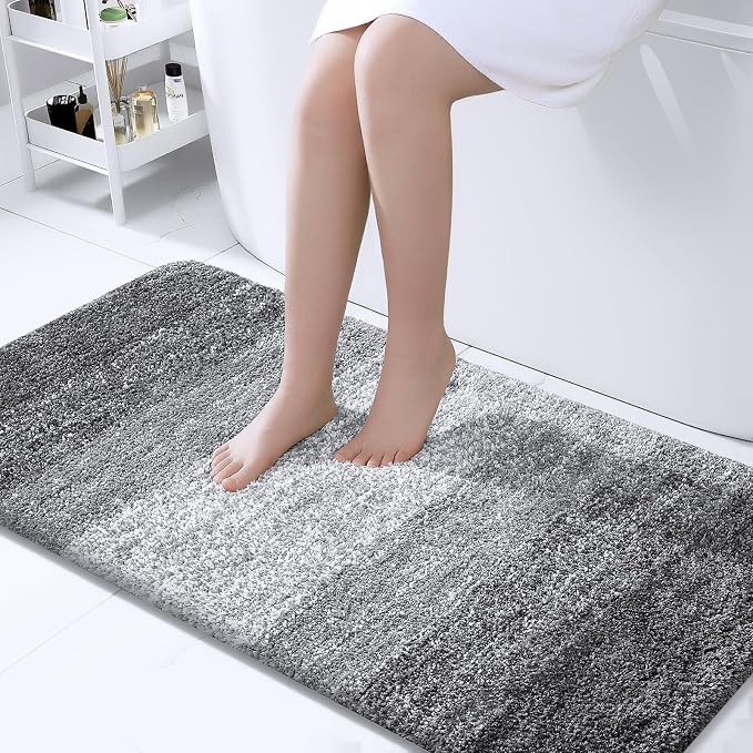 OLANLY Bathroom Runner Rugs Mat 44x24, Extra Soft Absorbent Microfiber Bath Rugs, Rubber Backing, Quick Dry, Washable Long Bath Mats for Bathroom Floor, Tub and Shower, Home Decor Accessories, Grey
