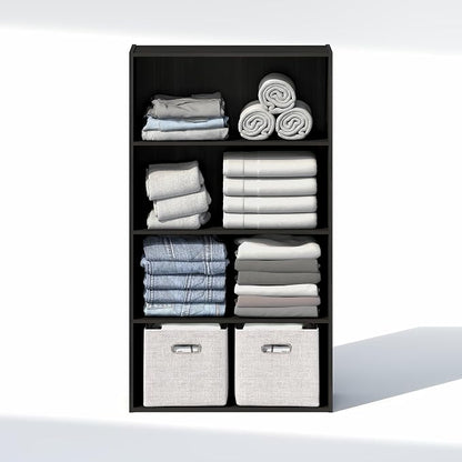 Furinno Reed Closet Organizers and Storage, 4-Tier Closet Organizer, Open Shelf Closet Storage, for Wardrobe, Bedroom, Living Room, Espresso
