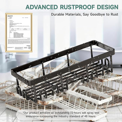 Veken Shower Caddy 6-Pack, Advanced Rustproof Design, No Drilling Adhesive Shelves, Rack with Soap Holder, Large Capacity Bathroom Organizers and Storage, Wall-Mounted Kitchen & Home Decor, Black