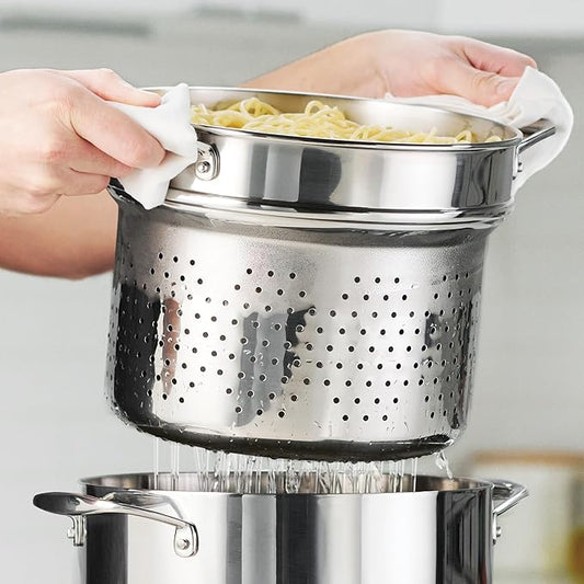 Tramontina Signature Stainless Steel Pasta Strainer Insert for Pot, Basket compatible with 8-Quart Stock Pot