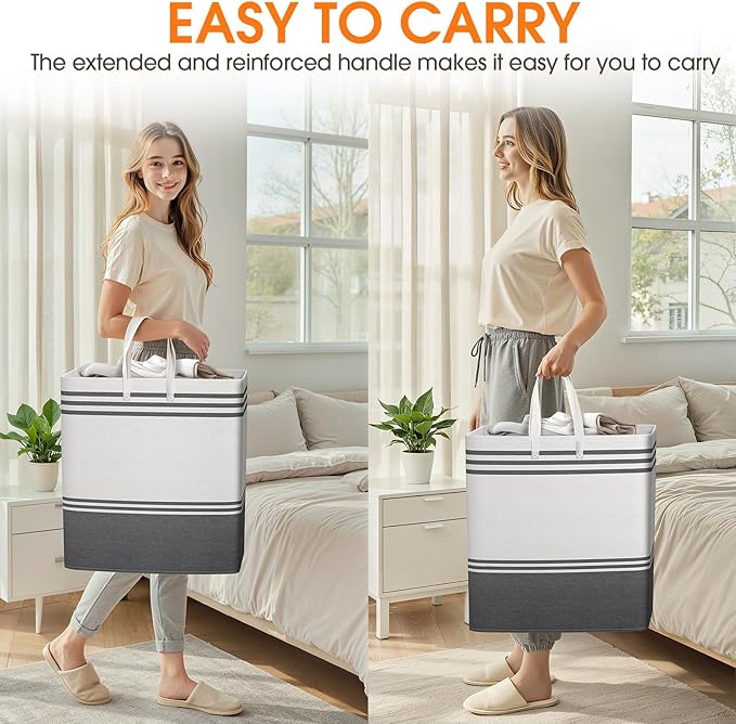 4 Pack Large Laundry Baskets, Laundry Hampers, Freestanding Waterproof Collapsible Clothes Bag with Extended & Reinforced Handles - Clothes Basket for Dorm, Bathroom, Home (100L)