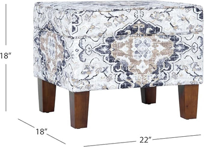 Spatial Order Home Decor | Dinah Collection Modern Storage Ottoman | Ottoman with Storage for Living Room & Bedroom(Antiqued Ebony Cream)