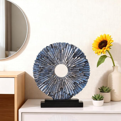 DOVDOV Blue Home Decor Sculpture, Unique Round line Statue, Modern Home Decor, Decorative Panel Statue for Living Room tv Cabinet, Office, Bedroom, Dining Table Center Blue Decor