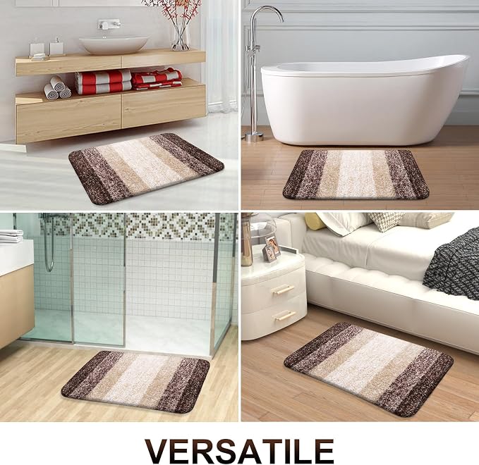 OLANLY Bathroom Runner Rugs Mat 59x24, Extra Soft Absorbent Microfiber Bath Rugs, Rubber Backing, Quick Dry, Washable Long Bath Mats for Bathroom Floor, Tub and Shower, Home Decor Accessories, Brown