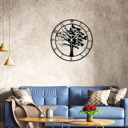 Blorple 16inch/40cm Tree of Life Large Wall Clocks for Living Room Decor,Bedroom,Battery Operated,Metal,Decorative Analog,Silent,Non Ticking Big Wall Clock(Tree of Life, 16 inches)