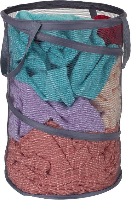 Household Essentials 2027-1 Pop-Up Collapsible Mesh Laundry Hamper | Charcoal