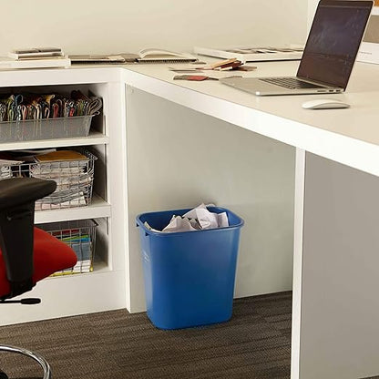Rubbermaid Commercial Products Deskside Recycling Can, 7-Gallon/28-Quart, Blue Recycling Symbol, Plastic, for Bedroom/Bathroom/Office/Under Desk/Sink