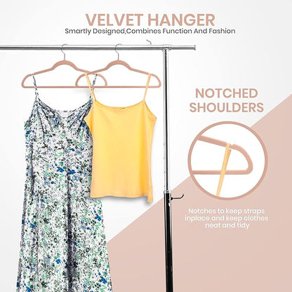 Utopia Home Velvet Hangers 50 Pack - Non-Slip Suit Hangers with 360 Degree Rotatable Hook - for Pants, Coats, Shirts & More (Pink)