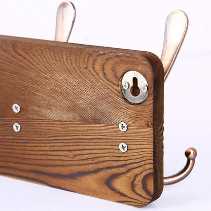 SKOLOO Rustic Pine Wood Wall Coat Rack with 5 Triple Hooks, 16" Stud Spacing, Farmhouse Wall Mounted Coat Rack for Hanging Backpack, Jacket, Hat