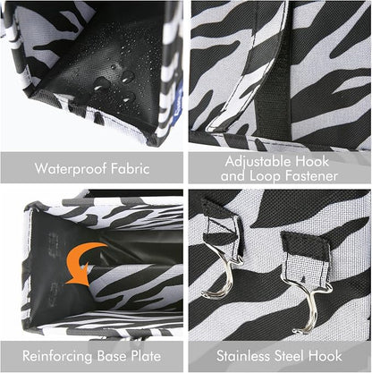 Surblue Caddy Hanging Organizer Bedside Storage Bag for Bunk and Hospital Beds, Zebra, Small