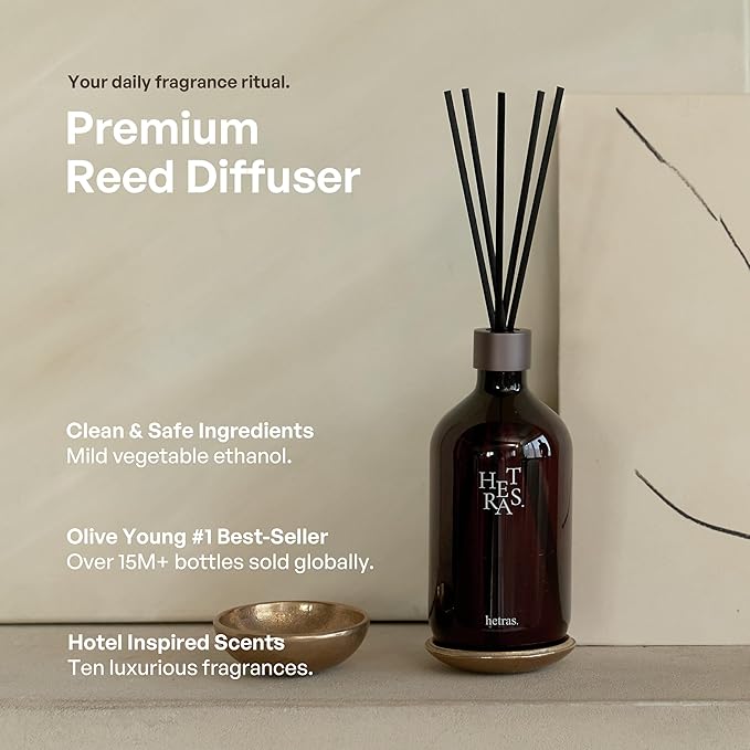 hetras Premium Reed Diffuser Set 16.9 fl.oz. 2 Pack | Grapefruit Scent | Long-Lasting Luxury Fragrance with 10 Reed Sticks for Home & Office | Gifts for Loved One