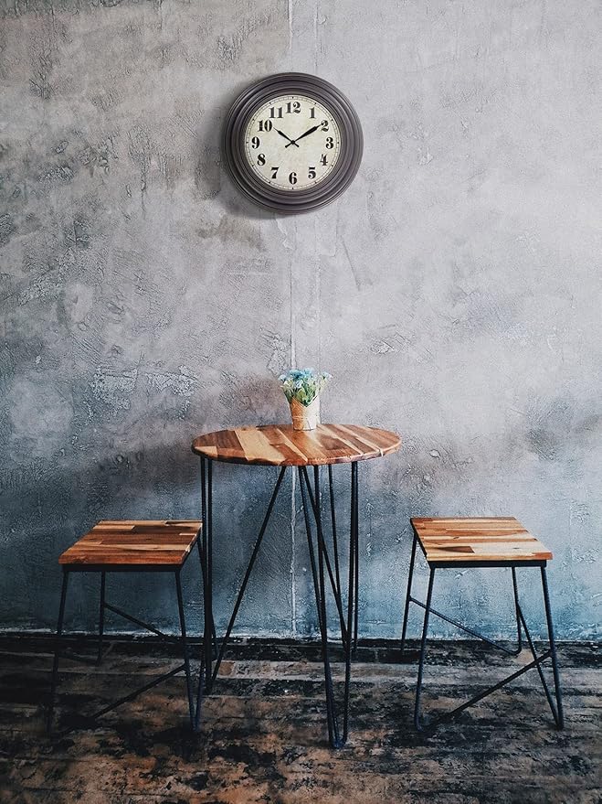 45MinST 20 Inches Retro Round Large Wall Clocks, Silent Non Ticking Battery Operated Movement Easy to Read Wall Clock with Arabic Numerals