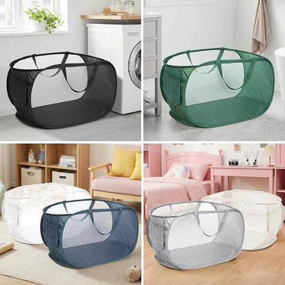 6 Pcs Durable Collapsible Laundry Baskets, Foldable Laundry Basket Large Opening, Pop Up Laundry Hamper with Pocket, Clothes Hamper with Handles for Laundry, Bathroom, Kids Room, Dorm or Trave
