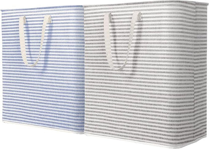 Lifewit 2 Pack Laundry Hamper Large Collapsible Laundry Baskets, Freestanding Waterproof Clothes Hamper with Easy Carry Handles in Laundry Room Bedroom Bathroom College Dorm, Grey&Blue, 2 x 100L