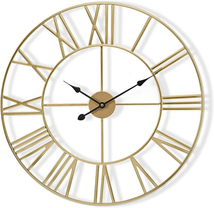 Sorbus Large Wall Clock for Living Room Decor - 24 inch Big Wall Clock Decorative - Battery Operated - Roman Numeral Analog Large Clock for Bedroom, Room, Home, Kitchen, Office, Wall Decor (Gold)
