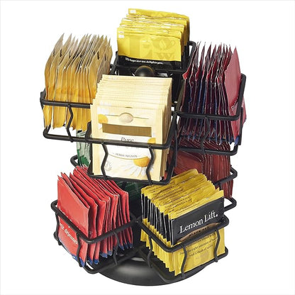 NHZ Tea Bag Storage and Organizer, Tea Bag Holder Black Powder Coated Stainless Steel for Tea and Coffee Box. Organize 100 Tea Bags- Tea Holder For Tea Bags 8 Compartments with 12 Bags in Each.