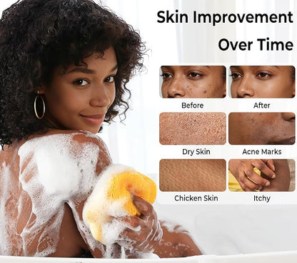 Real African Net Sponge - 2 Pieces Authentic African Wash Cloths for Showering - Exfoliating Body Sponges for Bathing Yellow & Forest - Back Scrub Exfoliator Scrubber for Body Bath Accessories