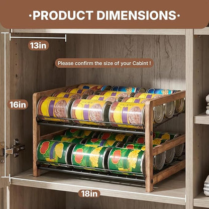 DGWJSU Can Organizer for Pantry 2-Tier, Can Storage Organizer Pantry, Soda Can Organizer, Holds up to 24 Cans Holders for Pantry, Cabinet, Countertop, Carbonized Brown