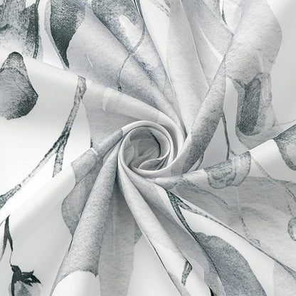 Gibelle Long Shower Curtain 72 x 78, Grey Floral Shower Curtain for Bathroom, Watercolor Plant Eucalyptus Leaves Fabric Shower Curtain Set