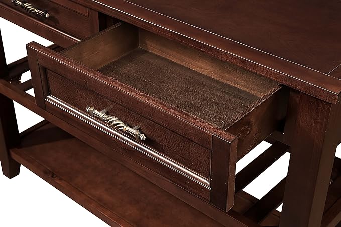 LKTART Solid Wood Console Table Sofa Tables with Drawers and Shelves Small Entryway Table for Living Room,Decorative,Foyer(42" Espresso)