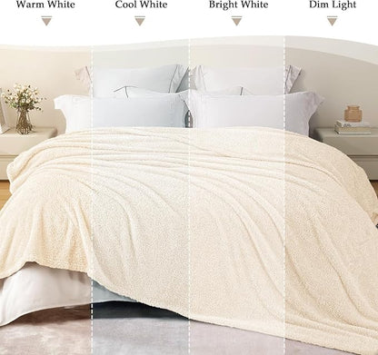 Exclusivo Mezcla Fleece King Size Bed Blanket, Ultra Soft, Lightweight and Fuzzy White Blanket for Women, Home Decor, 90x104 Inches