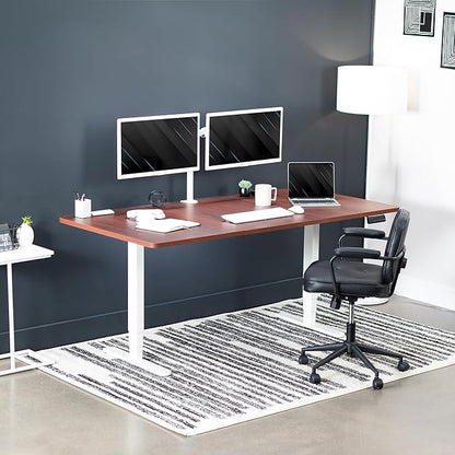 VIVO Electric 71 x 36 in Dual Motor Sit Stand Desk, Memory Height Adjustment, 2B Series, Dark Walnut Top White Frame, DESK-KIT-2W7D-36
