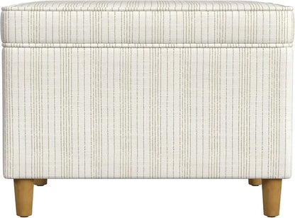 Spatial Order Home Decor | Dinah Collection Modern Storage Ottoman | Ottoman with Storage for Living Room & Bedroom(Cream Marigold Pinstripe Fabric)