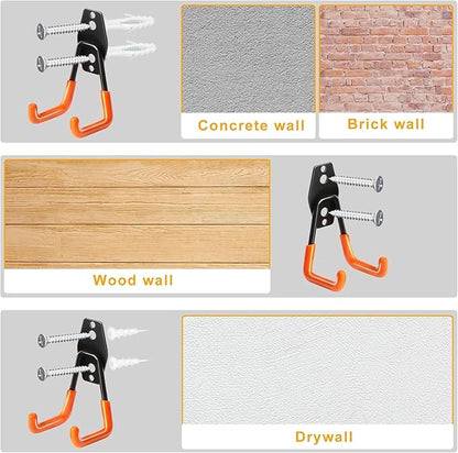 28 Pack Steel Heavy Duty Garage Hooks Storage Hooks with Anti-Slip Coating, Utility Garage Wall Mount Hanger and Organizer for Bikes, Ladder, Rope, Broom, Shovel and Garden Power Tools (28, Orange)