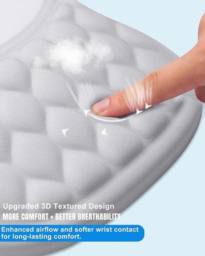 Ergonomic Mouse Pad with Wrist Rest, Slope Design Memory Foam Support, Smooth Lycra Surface, Non-Slip PU Base, Comfortable Mouse Mat for Office, Home, Computer Desk