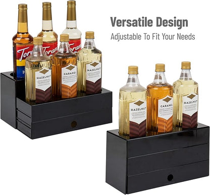 Mind Reader Coffee Syrup Station, Coffee Bar Accessories, Countertop Organizer, Acrylic, 14.25"L x 12.5"W x 7"H, Black